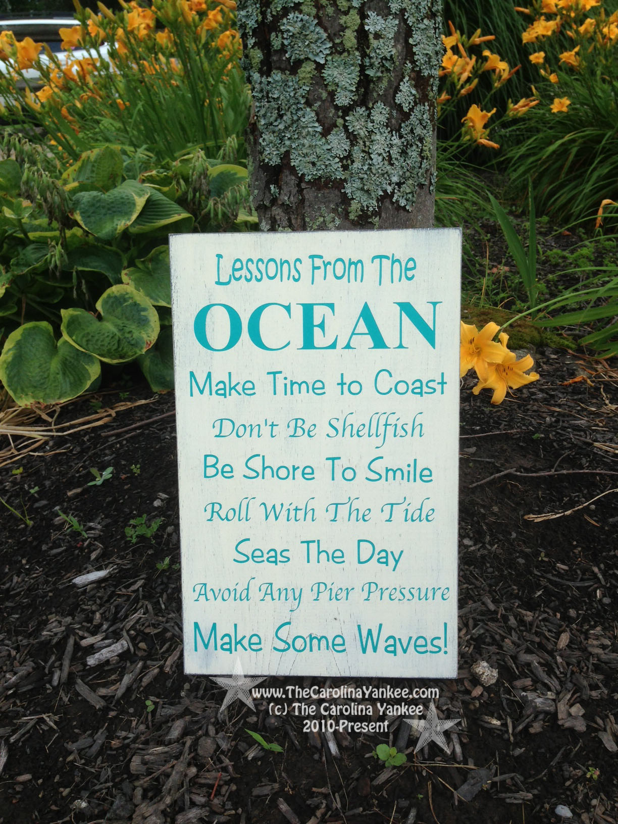 Lessons From The Ocean Home Decor Wood Board 9"x13" - Wall Hanging, Primitive, Distressed, Beach, Dock, Beach House