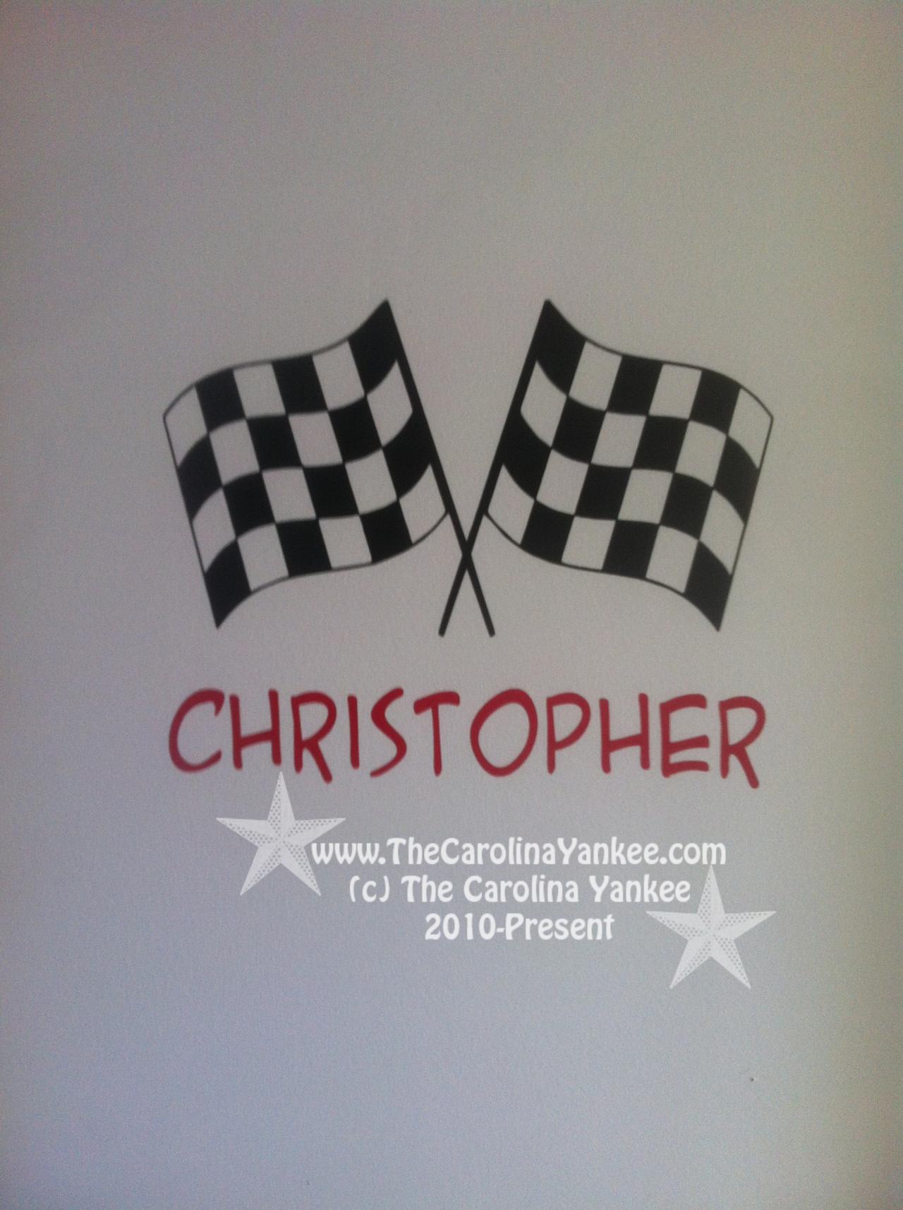 Custom Checkered Flags With Name (choice Of Colors) Vinyl Decal Wall Decor Sticker - Personalize Customize